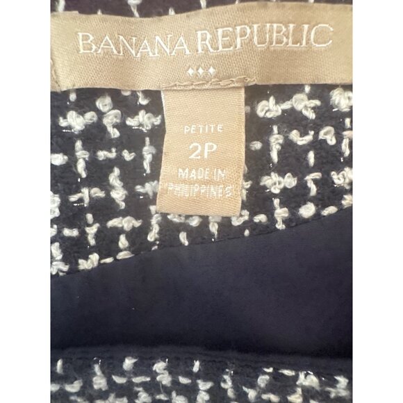 2/$30 Banana Republic 2P Navy & White Tweed Sheath Dress Petite - Picture 4 of 14